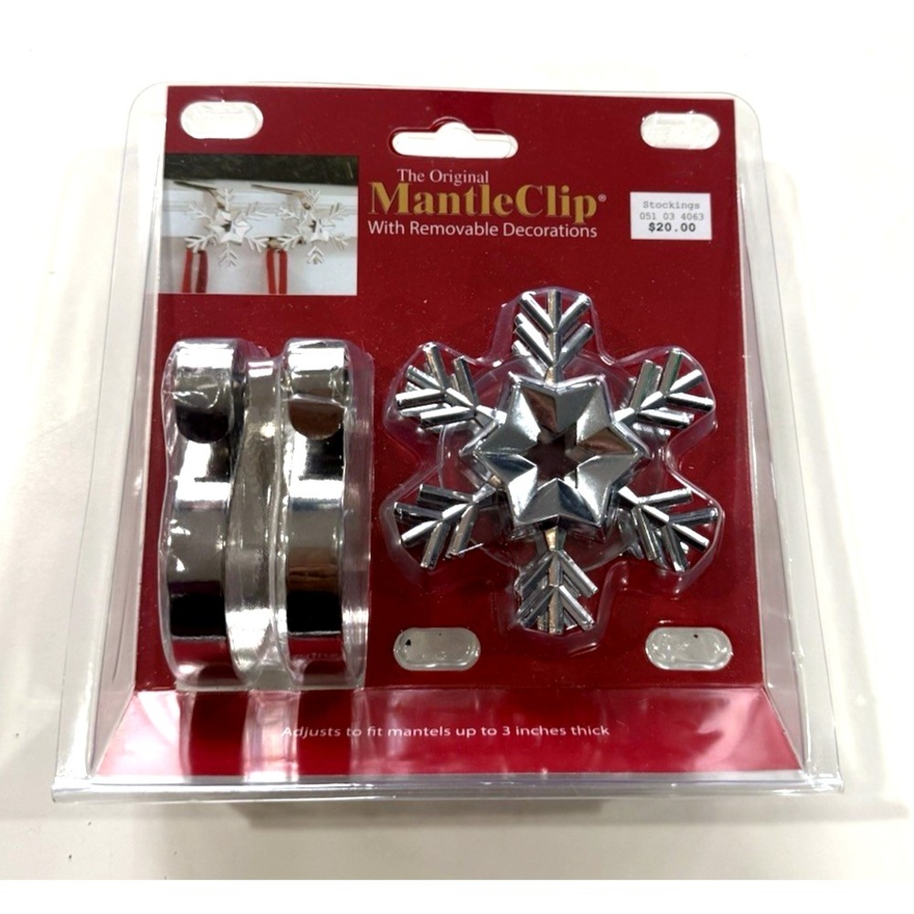 The Original Mantle Clip Removable Decorations Snowflakes Christmas Stocking